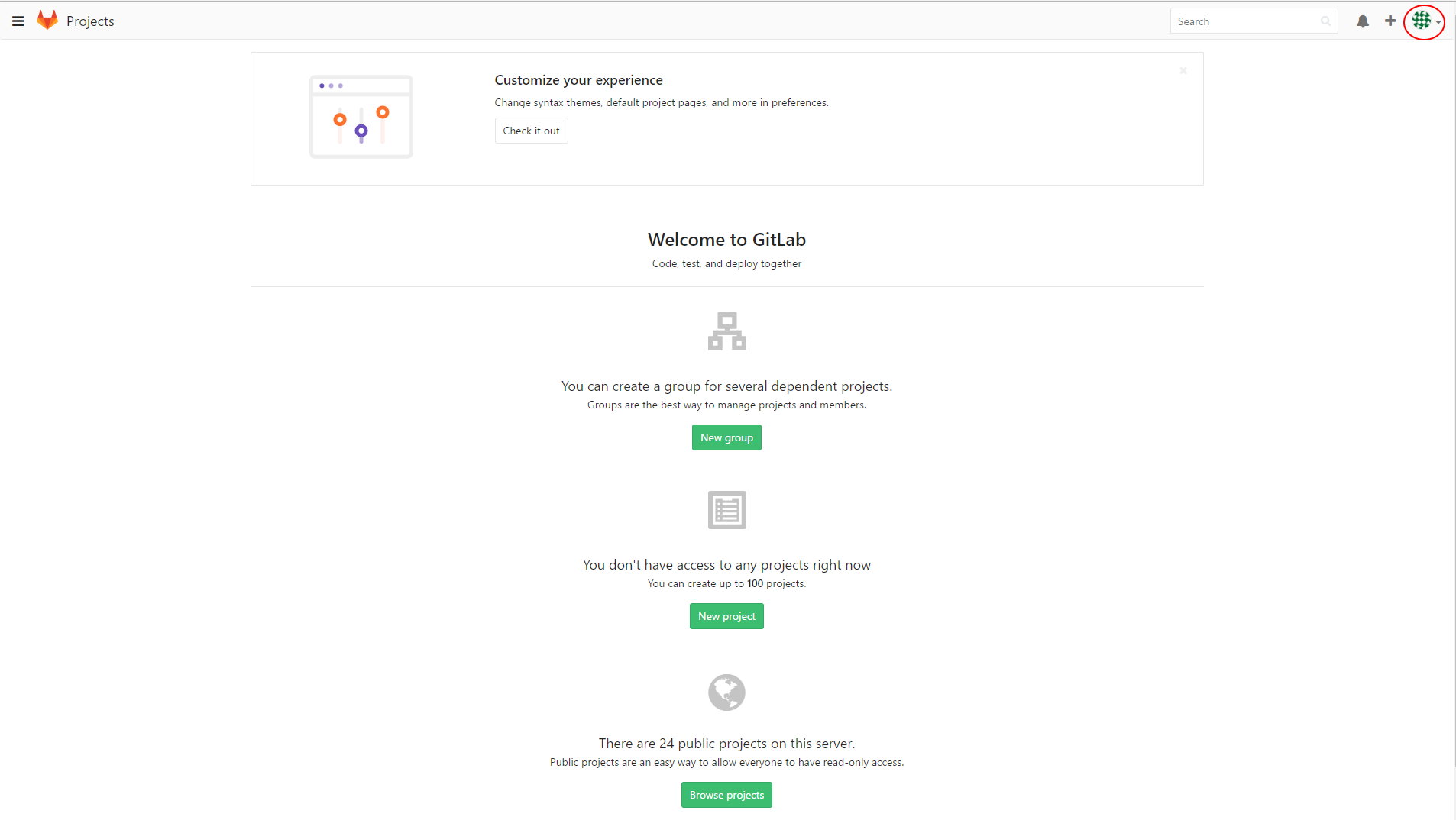 gitlab first connection
